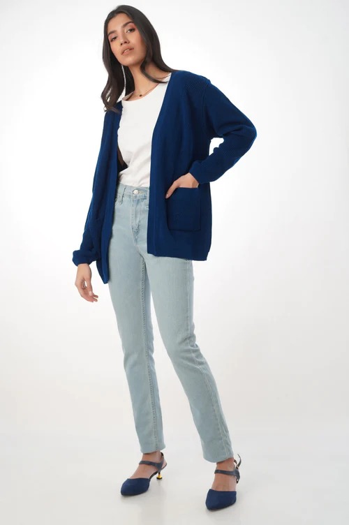 Classic Knitted Cardigan - Blue
